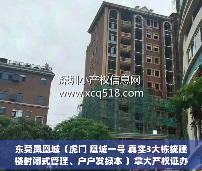 东莞凤凰城（虎门 凰城一号 真实3大栋统建楼封闭式管理、户户发绿本 ）拿大产权证办小产权证要多久，