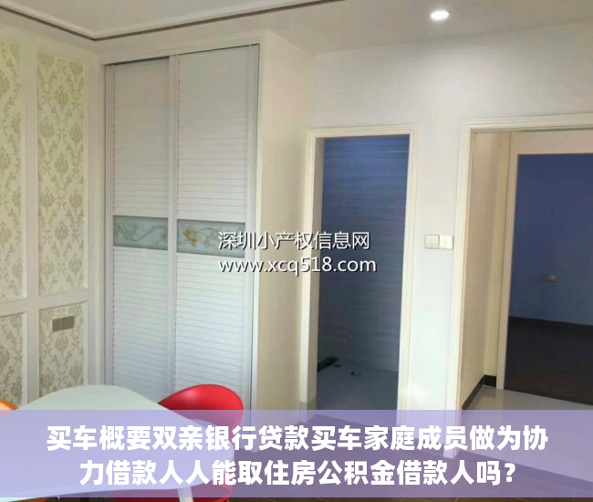 买车概要双亲银行贷款买车家庭成员做为协力借款人人能取住房公积金借款人吗？
