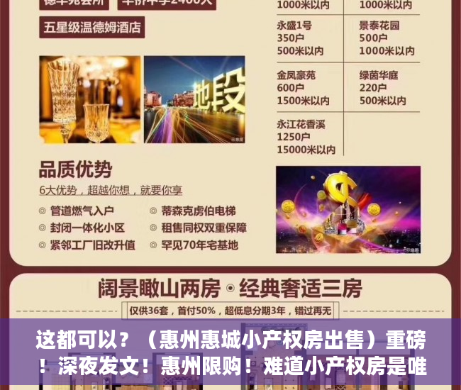 这都可以？（惠州惠城小产权房出售）重磅！深夜发文！惠州限购！难道小产权房是唯一的选择吗？，惠州惠阳小产权房现价多少，