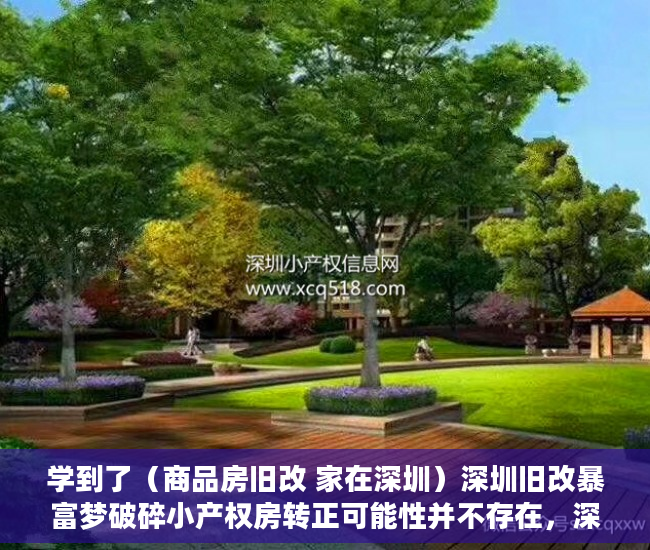 学到了（商品房旧改 家在深圳）深圳旧改暴富梦破碎小产权房转正可能性并不存在，深圳旧改成功的小区，