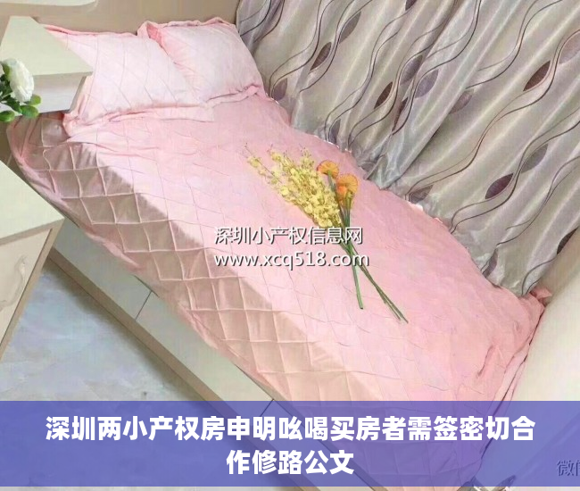 深圳两小产权房申明吆喝买房者需签密切合作修路公文