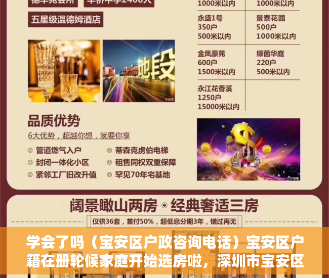 学会了吗（宝安区户政咨询电话）宝安区户籍在册轮候家庭开始选房啦，深圳市宝安区户政电话，