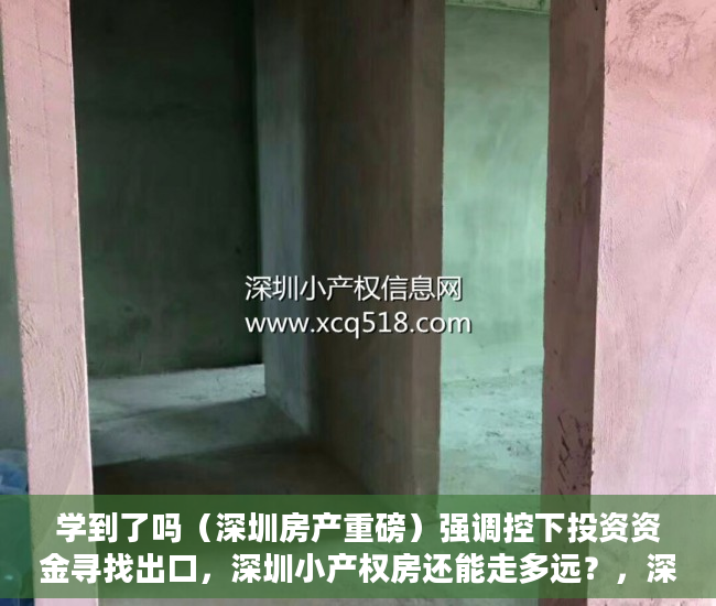 学到了吗（深圳房产重磅）强调控下投资资金寻找出口，深圳小产权房还能走多远？，深圳房价洼地，