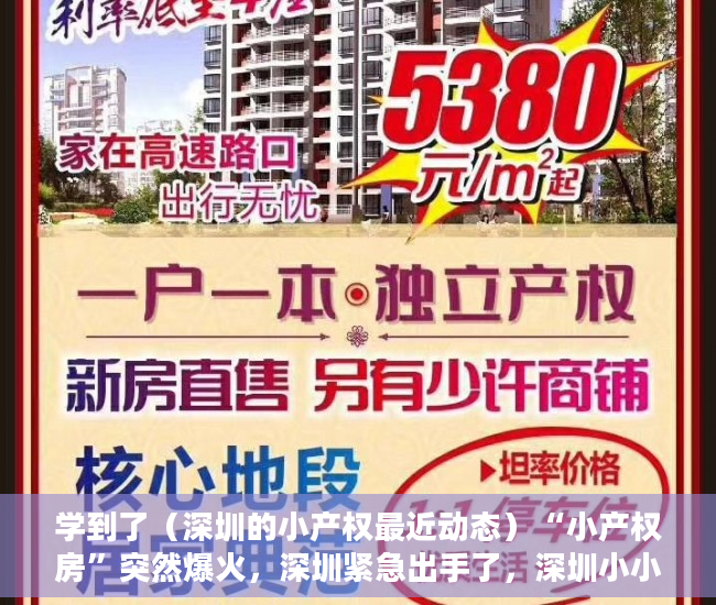 学到了（深圳的小产权最近动态）“小产权房”突然爆火，深圳紧急出手了，深圳小小产权房，