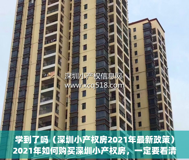 学到了吗（深圳小产权房2021年最新政策）2021年如何购买深圳小产权房，一定要看清楚这两个方向！，2021年深圳小产权房新政，
