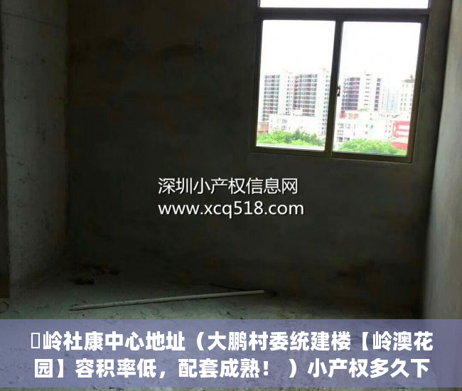 孖岭社康中心地址（大鹏村委统建楼【岭澳花园】容积率低，配套成熟！ ）小产权多久下房产证，