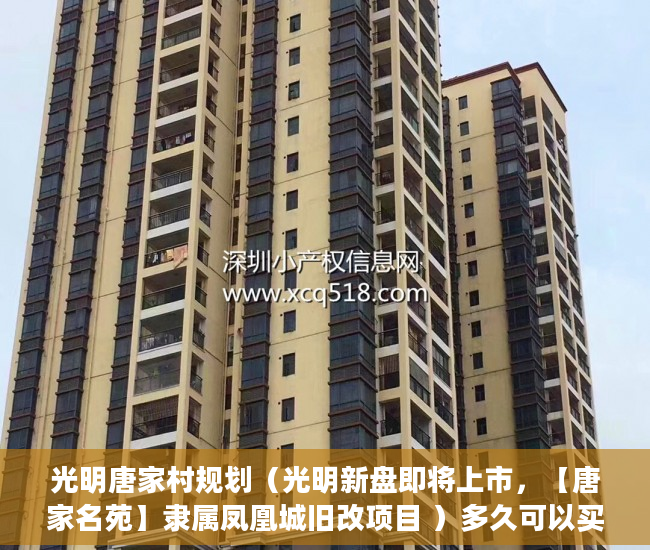 光明唐家村规划（光明新盘即将上市，【唐家名苑】隶属凤凰城旧改项目 ）多久可以买到小产权房，