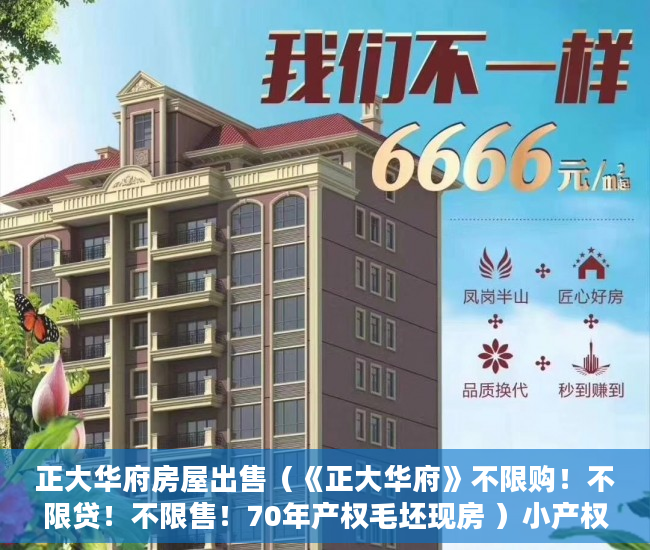 正大华府房屋出售（《正大华府》不限购！不限贷！不限售！70年产权毛坯现房 ）小产权多久，
