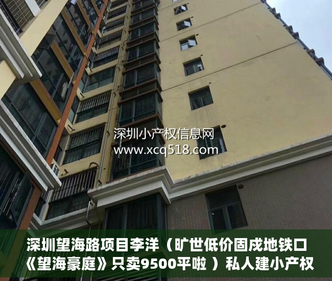 深圳望海路项目李洋（旷世低价固戍地铁口《望海豪庭》只卖9500平啦 ）私人建小产权房出售多久工资，