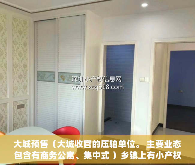 大城预售（大城收官的压轴单位。 主要业态包含有商务公寓、集中式 ）乡镇上有小产权房怎么办，