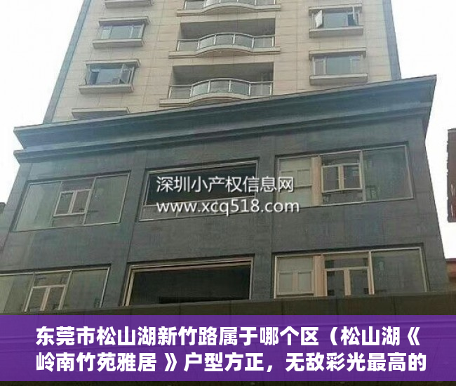 东莞市松山湖新竹路属于哪个区（松山湖《 岭南竹苑雅居 》户型方正，无敌彩光最高的优质 ）小产权房怎么贷款，