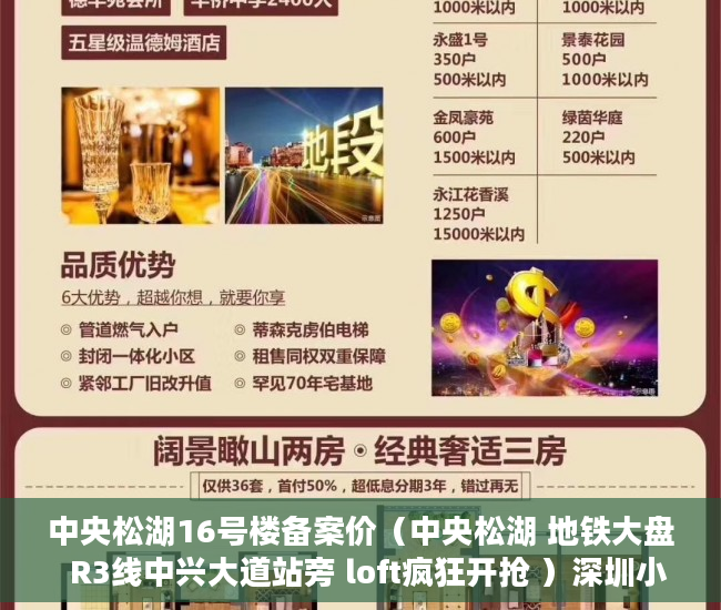中央松湖16号楼备案价（中央松湖 地铁大盘  R3线中兴大道站旁 loft疯狂开抢 ）深圳小产权贷款多久，