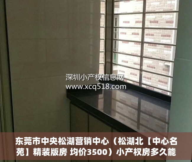 东莞市中央松湖营销中心（松湖北【中心名苑】精装版房 均价3500）小产权房多久能卖，