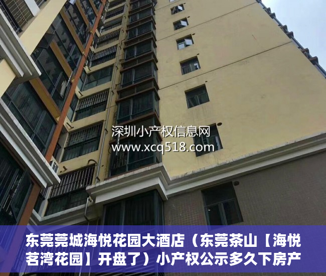 东莞莞城海悦花园大酒店（东莞茶山【海悦茗湾花园】开盘了）小产权公示多久下房产证，